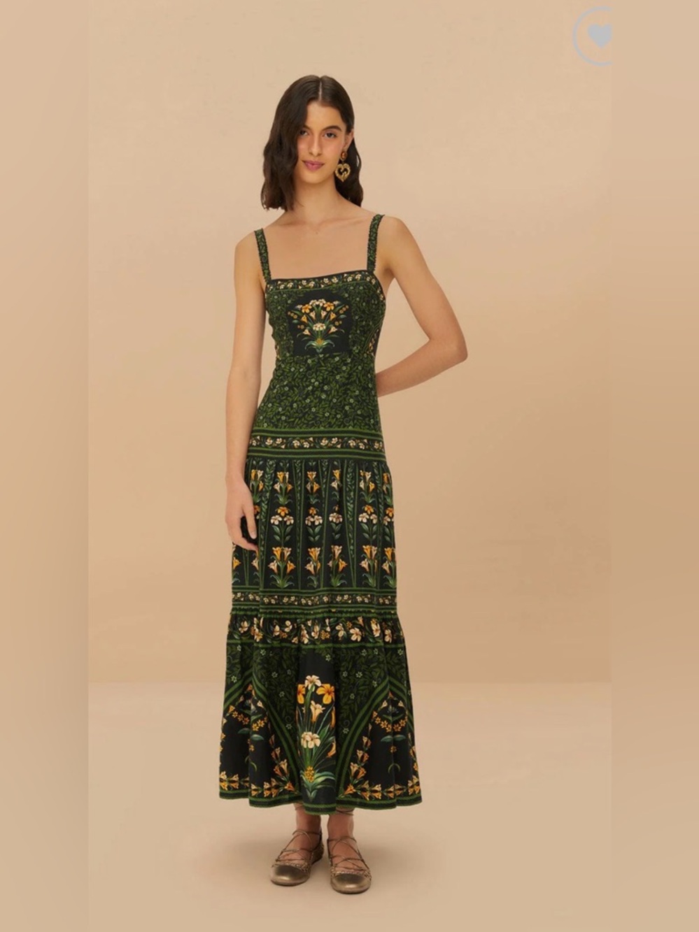 FARM RIO Black Flowers Arch LENZING™ ECOVERO™ Euroflax™ Maxi Dress - Size: M